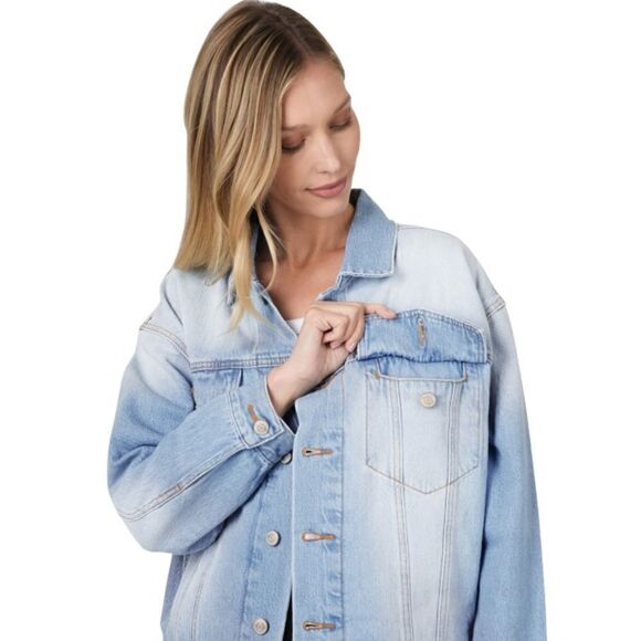 NWT OVERSIZED DENIM JACKET LIGHT BLUE - Picture 5 of 9